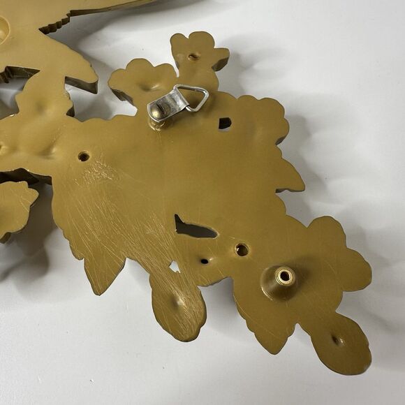 Vintage Dart Ind Gold Bird & Flowers Hanging Wall Plaques Plastic Set 60s Decor - Picture 16 of 16